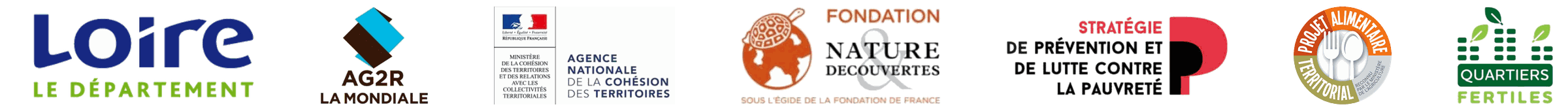 Partenaires : Département de la Loire, AG2R La Mondiale, Agence nationale de la cohésion des territoires, Fondation Nature & Découvertes, Stratégie de prévention et de lutte contre la pauvreté, Projet alimentaire territorial, Quartiers Fertiles, Pacte des solidarités, Ville de L'Horme, Sauvegarde 42, VRAC Saint-Étienne, Afev, ATIGIP, Coop Sol 42, ANEF Loire, ACARS, CREFAD Loire, Cité du Design, École des Mines de Saint-Étienne, Centre social Le Babet, Centre social LOISO, Centre socioculturel L'Arlequin, Espace Alfred Sisley, Espace Henri Matisse, Centre social Armand Lanoux, Espace Boris Vian, Amicale laïque Beaubrun, Amicale laïque Côte-Chaude, Amicale laïque Michelet, Amicale laïque Tardy, La Bricoleuse, École Gaspard Monge, École Paillon, École Rosa Parks, École Soleyseil, École Tardy, École Tarentaize